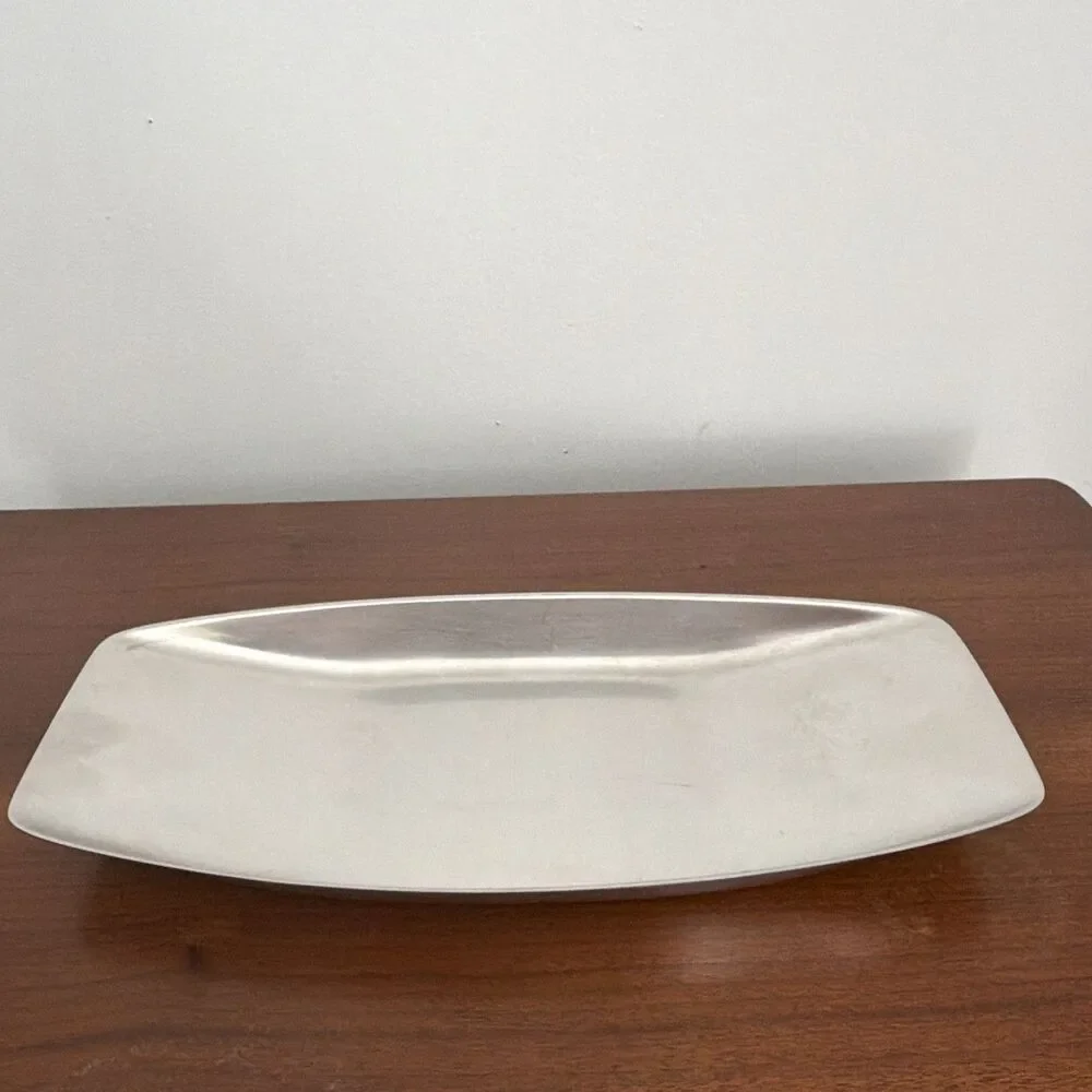 Vintage MCM Stainless Steel Boat Tray Canoe Serving Bowl Dish Mid Century Modern